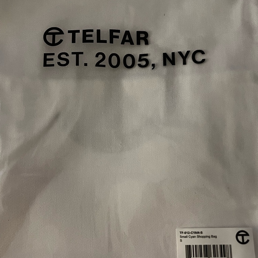 💙 SET NWT TELFAR Cyan blue SET of TWO - medium & small shopping bag totes 💙 - Picture 12 of 14